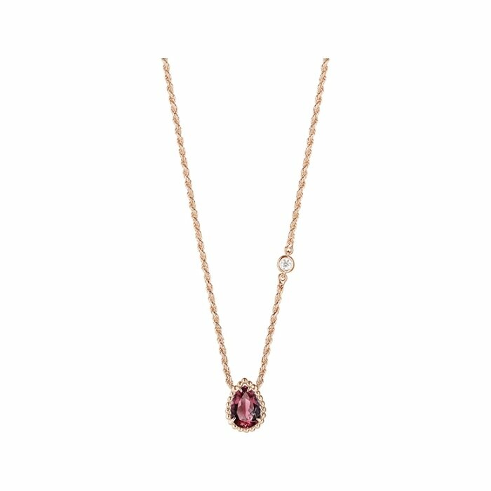 Achat Pendentif Boucheron Serpent Bohème serti d'un grenat rhodolite et d'un diamant rond, sur or rose