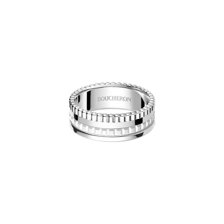 Achat Bague Boucheron Quatre Double White Edition Small en or blanc et céramique blanche