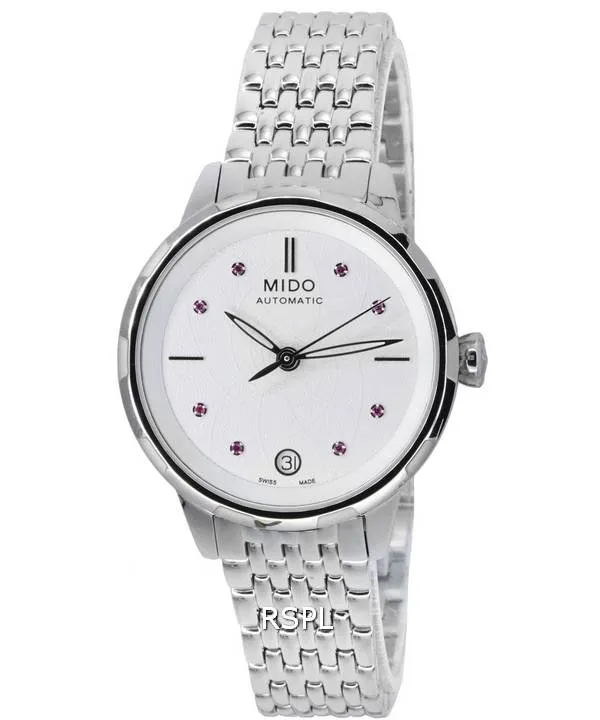 Mido Rainflower Crystal Accents Cadran Blanc Automatique M043.207.11.011.00 M0432071101100 Montre Femme