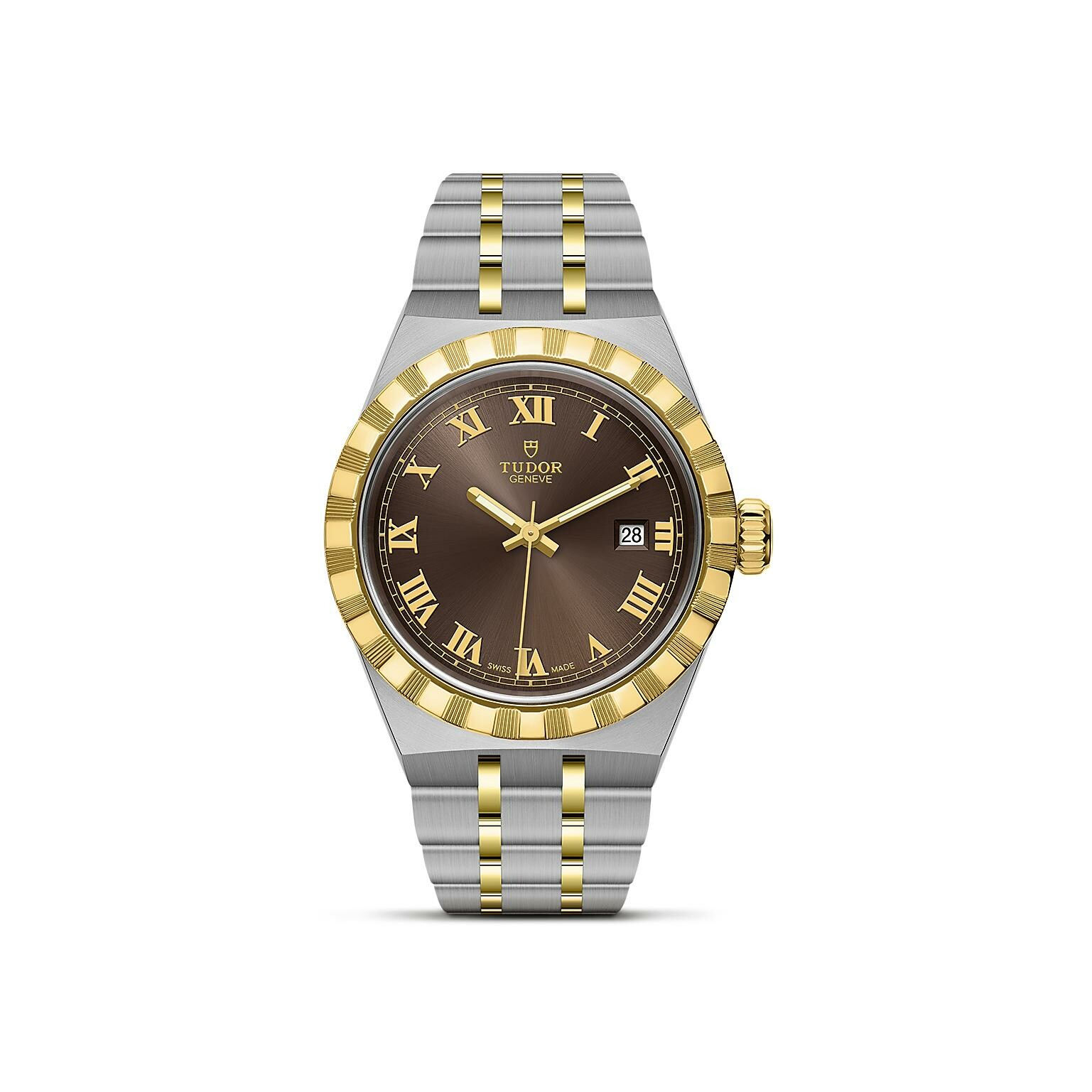 Achat Montre TUDOR Royal boîtier en acier, 28 mm, lunette en or jaune
