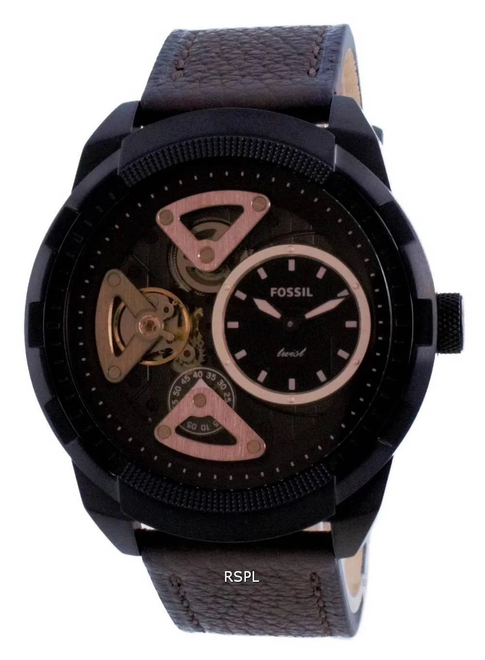 Montre pour homme Fossil Bronson Twist cur ouvert cadran marron mécanique ME1172