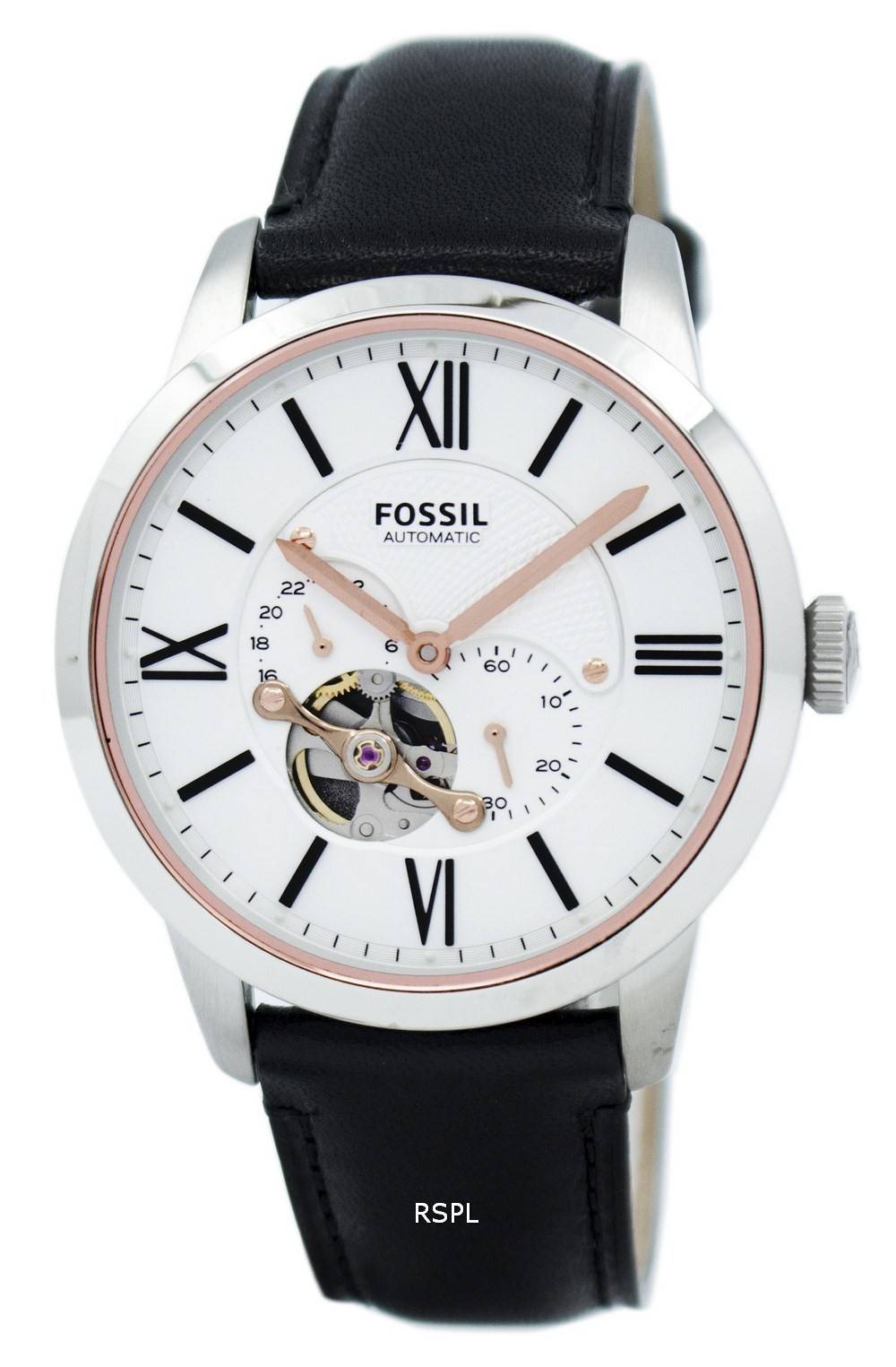 Citadin fossiles automatique cuir noir sangle ME3104 montre homme