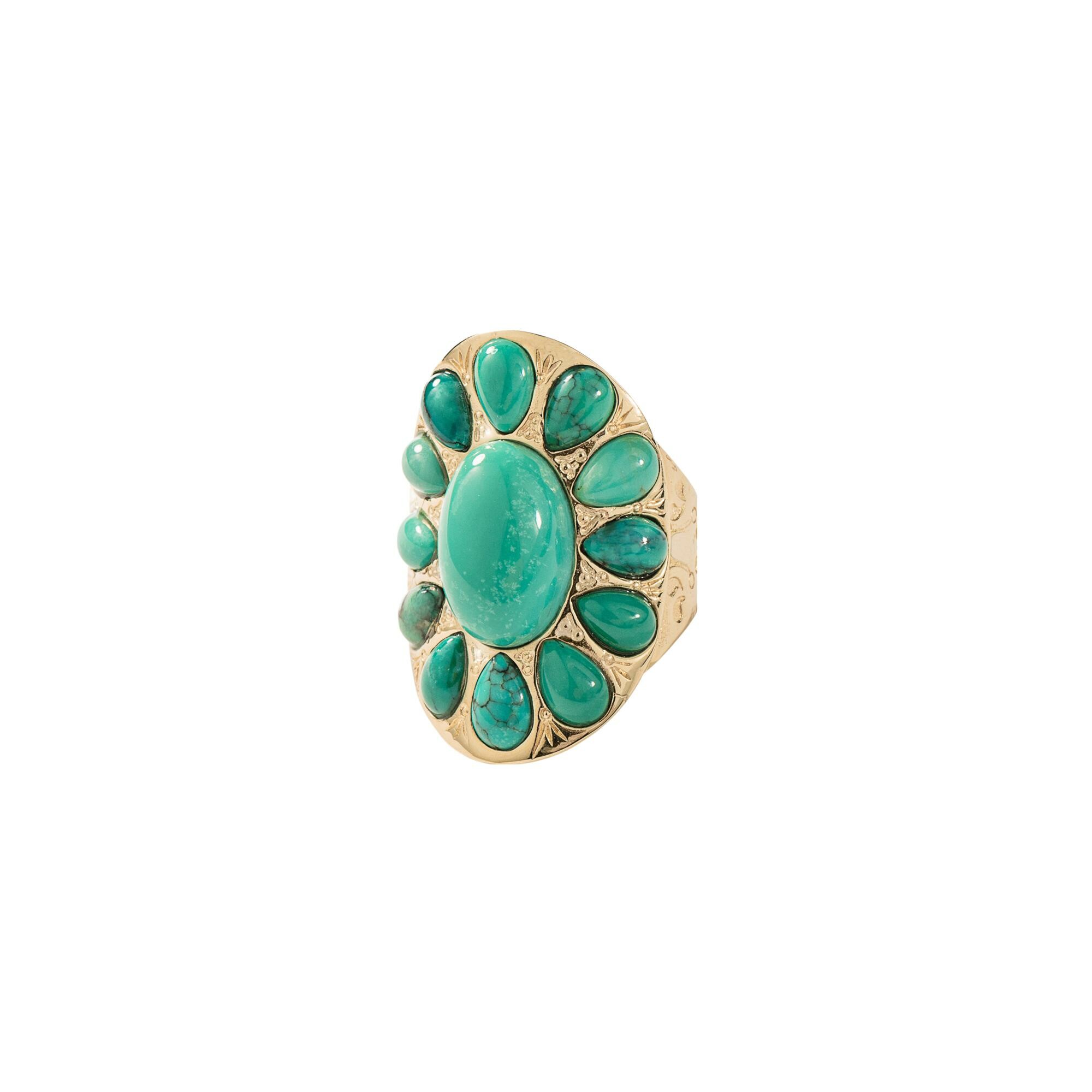 Achat Bague Aurélie Bidermann Navajo en métal doré et turquoise
