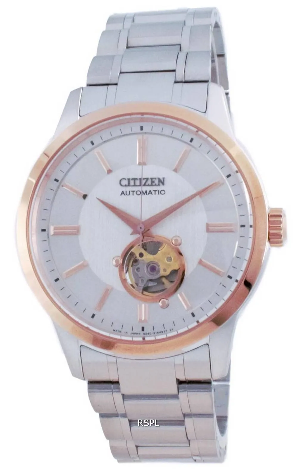 Montre Citizen mécanique à cur ouvert en acier inoxydable NB4024-95A 100M pour hommes
