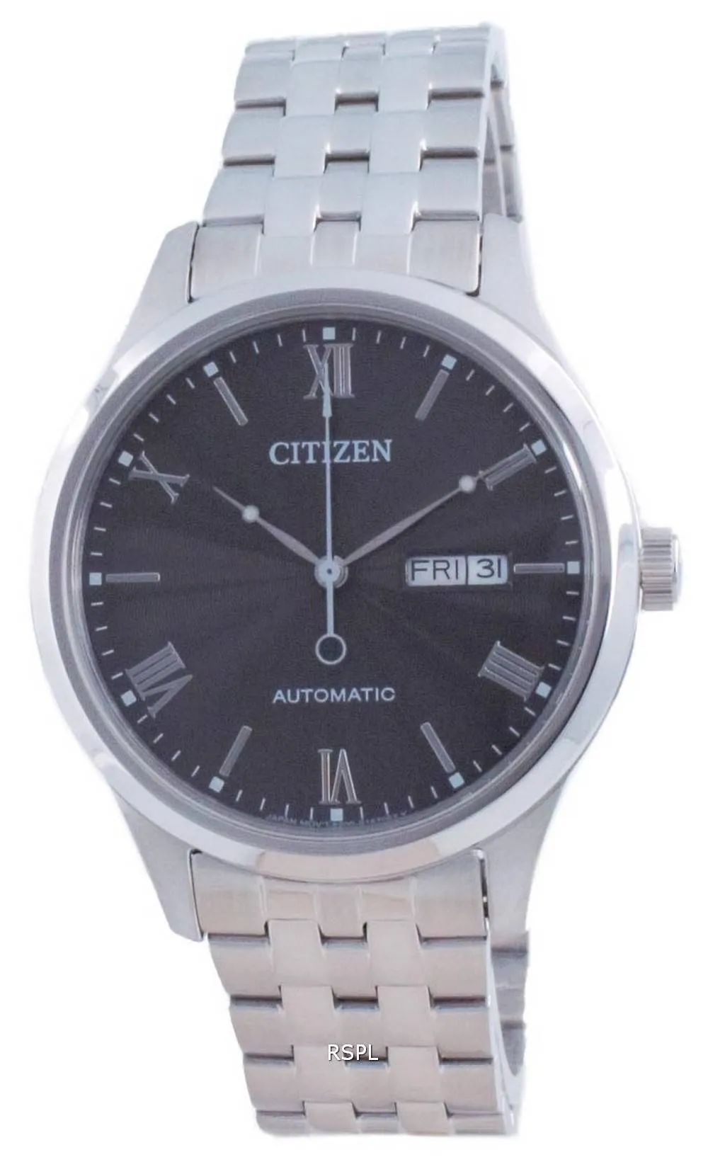 Montre Citizen mécanique à cadran noir en acier inoxydable NH7501-85H pour homme