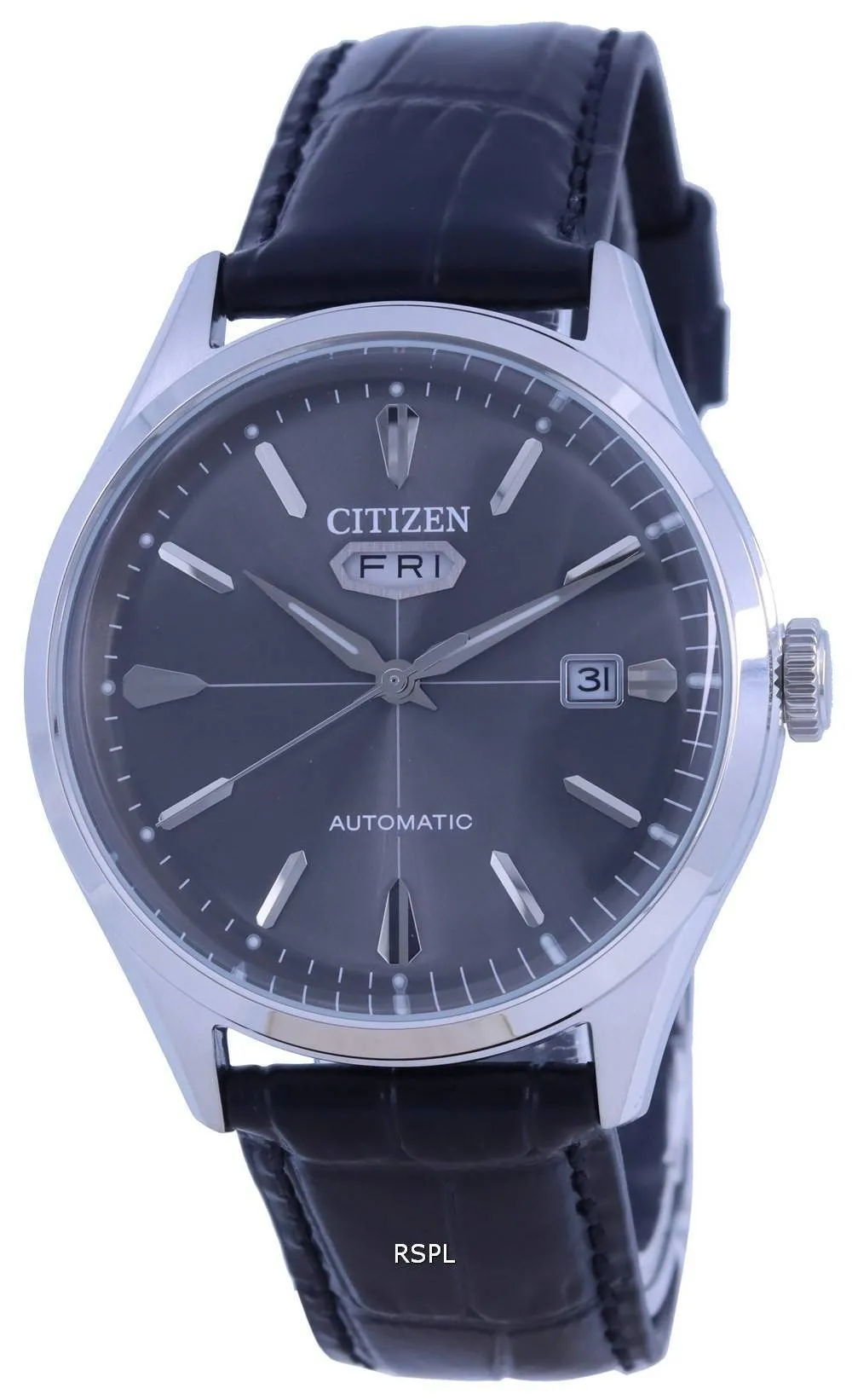 Montre pour homme Citizen C7 avec cadran noir et bracelet en cuir automatique NH8390-20H