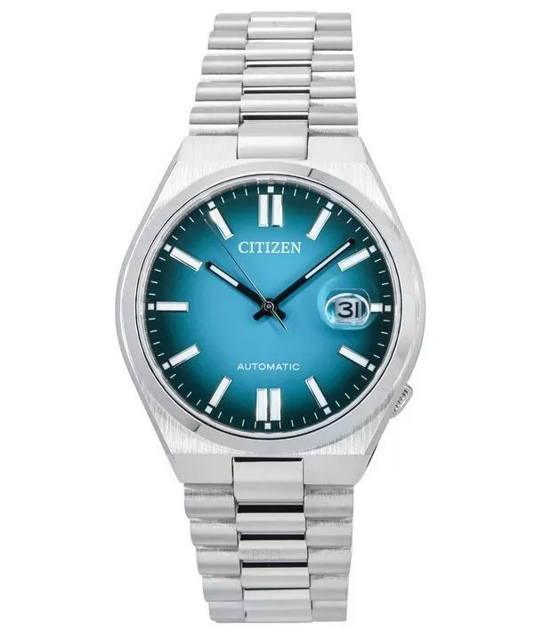Montre automatique pour homme Citizen Tsuyosa en acier inoxydable avec cadran turquoise NJ0151-88X