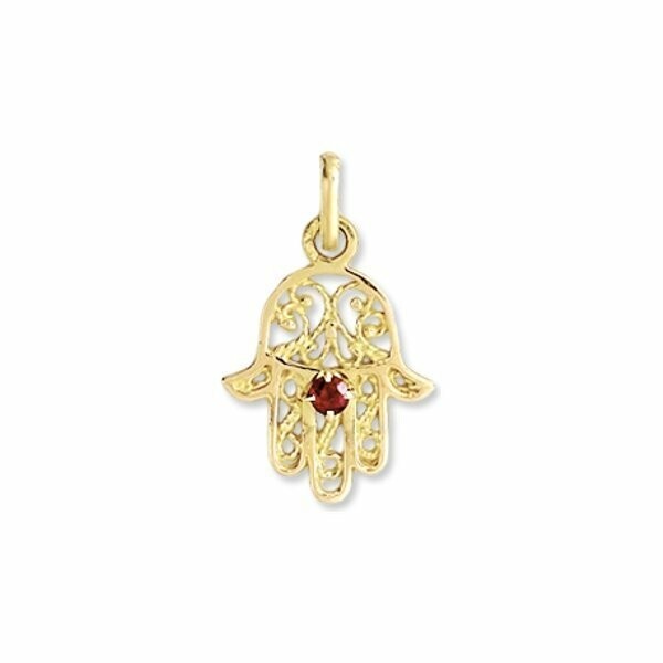 Achat Pendentif Main de Fatma en or jaune et rubis