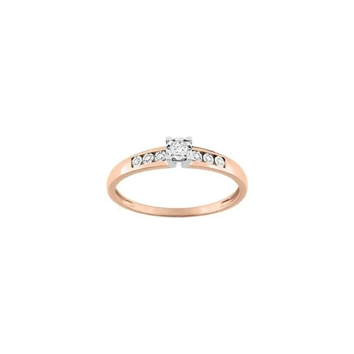 Achat Solitaire accompagné en or rose et diamants 0.07ct