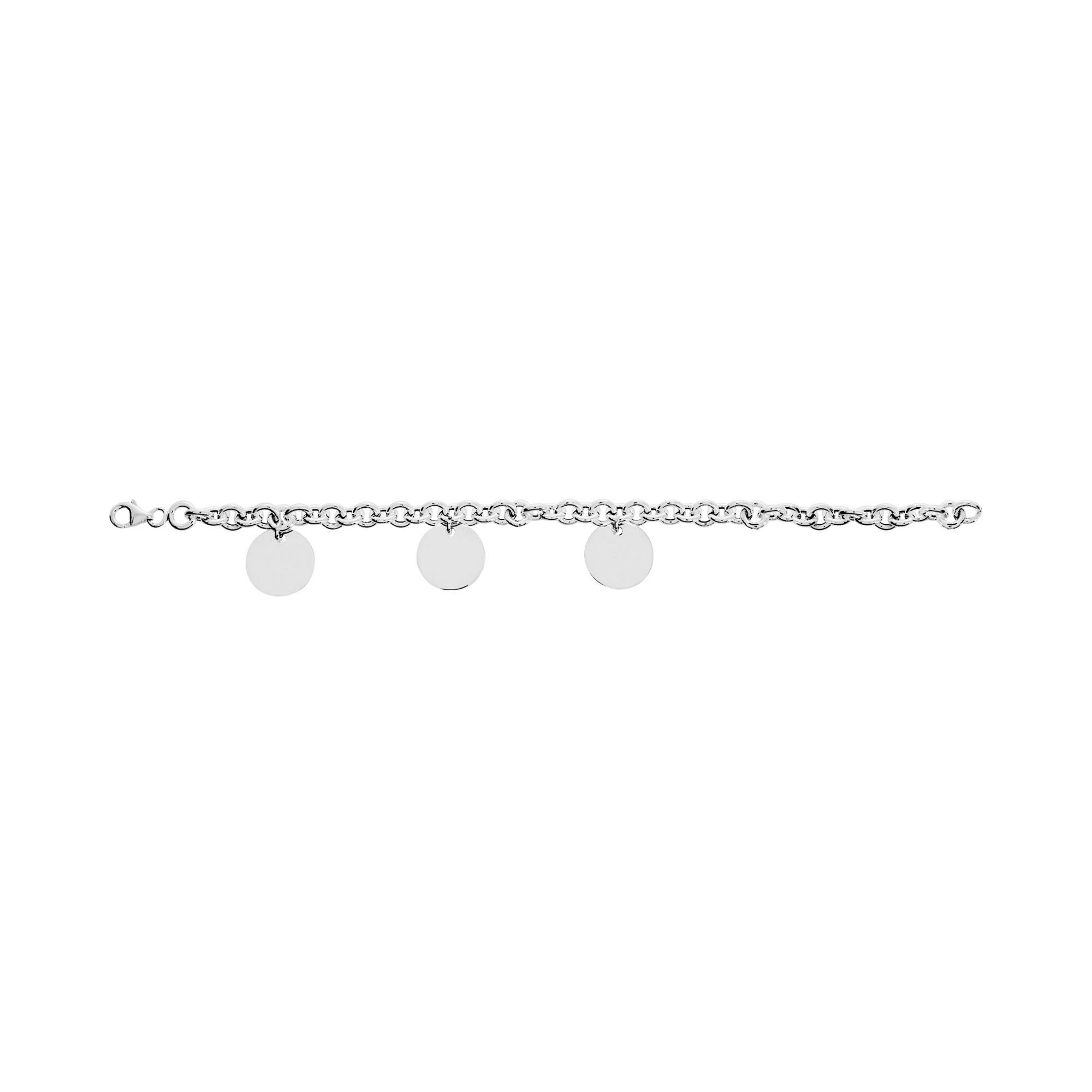 Achat Bracelet à graver avec breloque 3 jetons en argent, taille 19cm