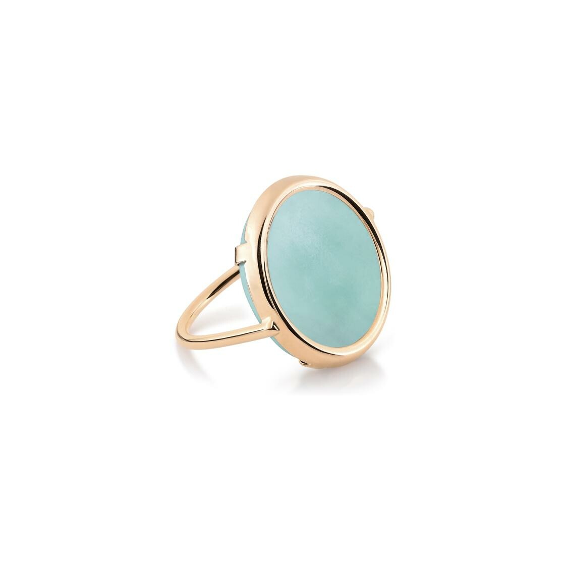 Achat Bague Ginette NY DISC RINGS en or rose et amazonite