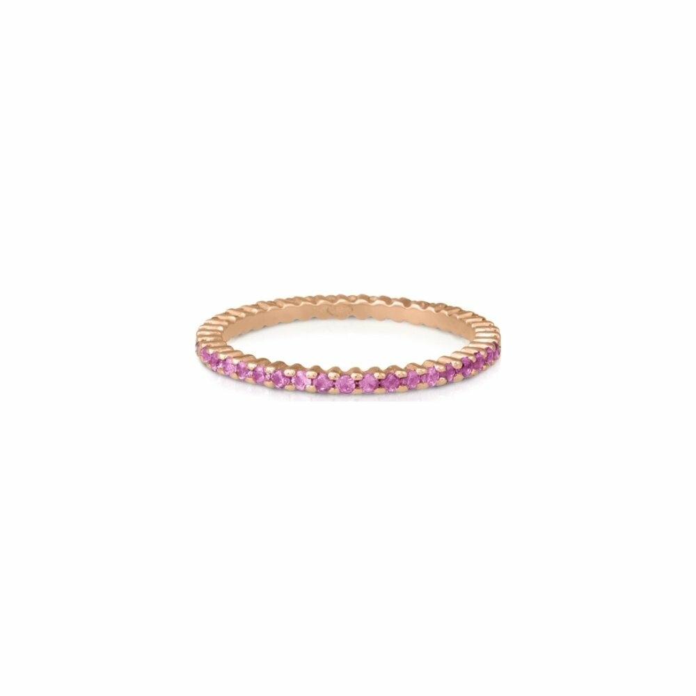 Achat Bague Ginette NY FRENCH KISS band en saphir rose et or rose