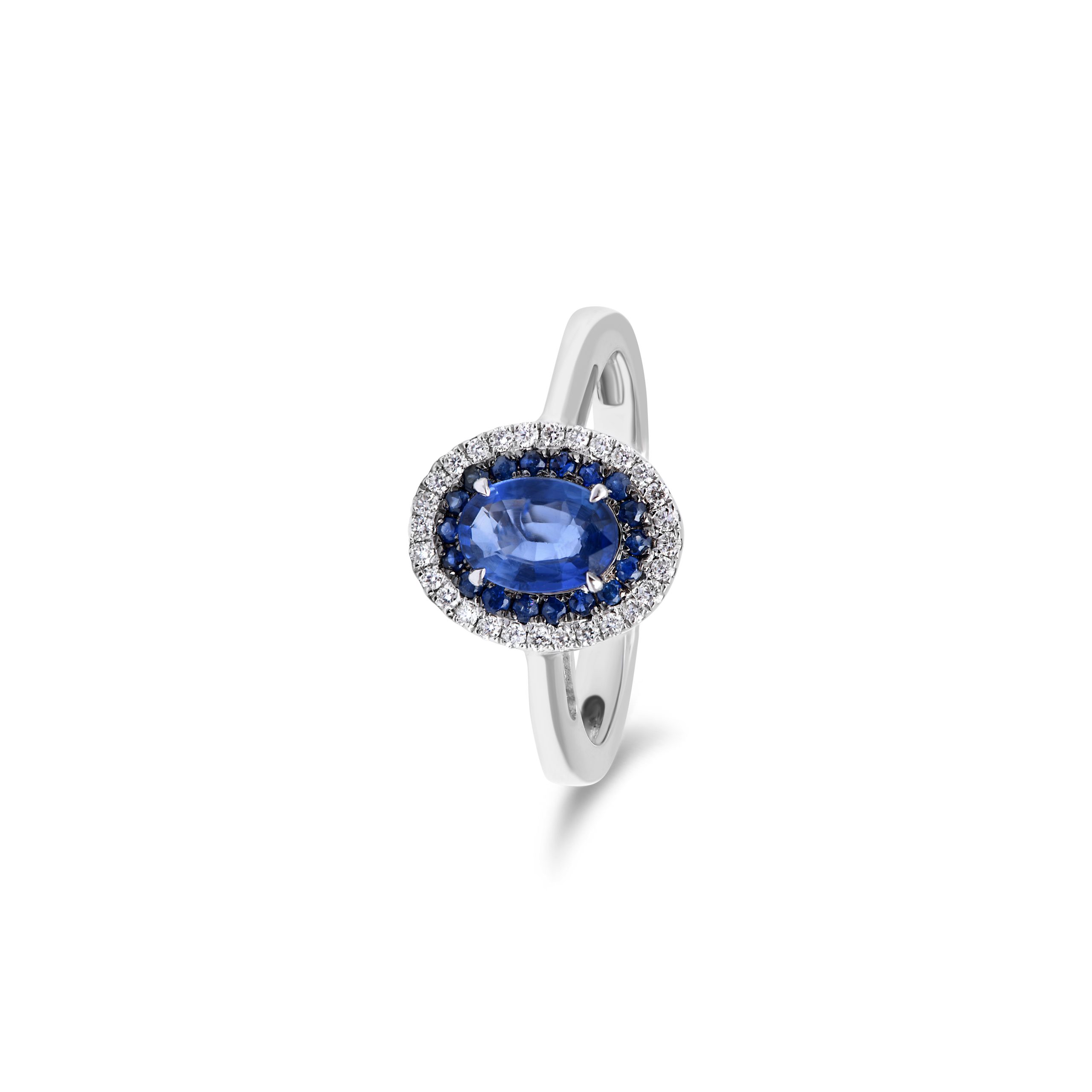 Achat Bague Saint-Honoré en or blanc, saphirs et diamants