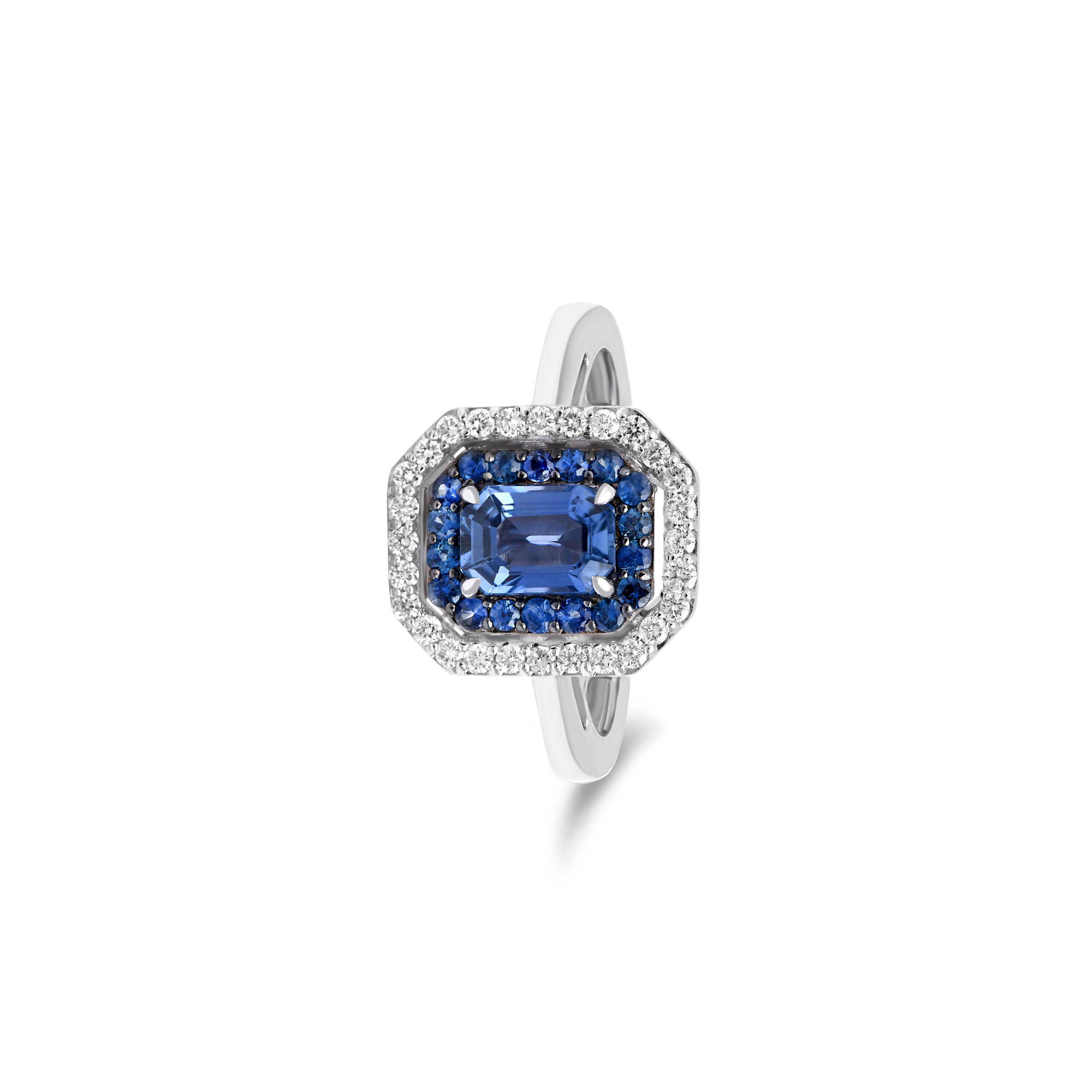 Achat Bague Cambon en or blanc, saphirs et diamants