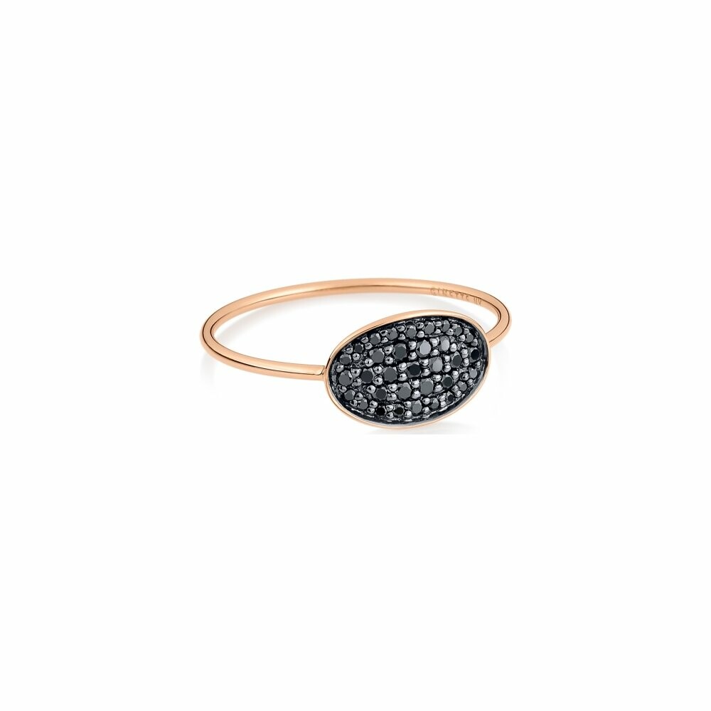 Achat Bague Ginette NY DIAMOND SEQUINS en or rose et diamants noirs