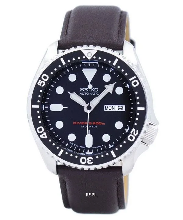 Watch Ratio en cuir marron foncé SKX007J1-LS11 200M hommes Seiko automatique montre de plongée