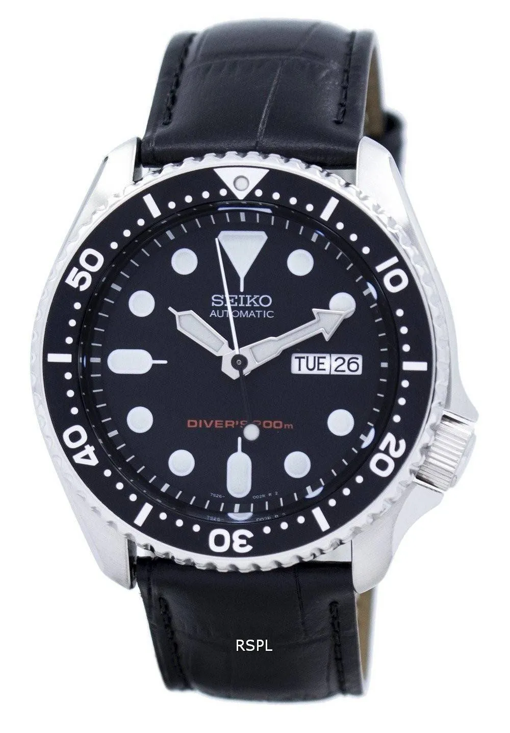 Montre 200M Ratio cuir noir SKX007K1-LS6 masculine automatique Seiko Diver