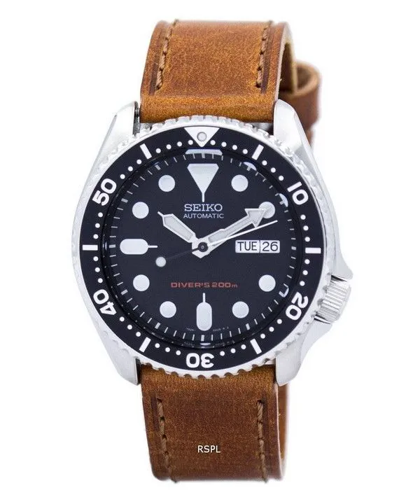 Montre 200M Ratio cuir marron SKX007K1-LS9 masculine automatique Seiko Diver