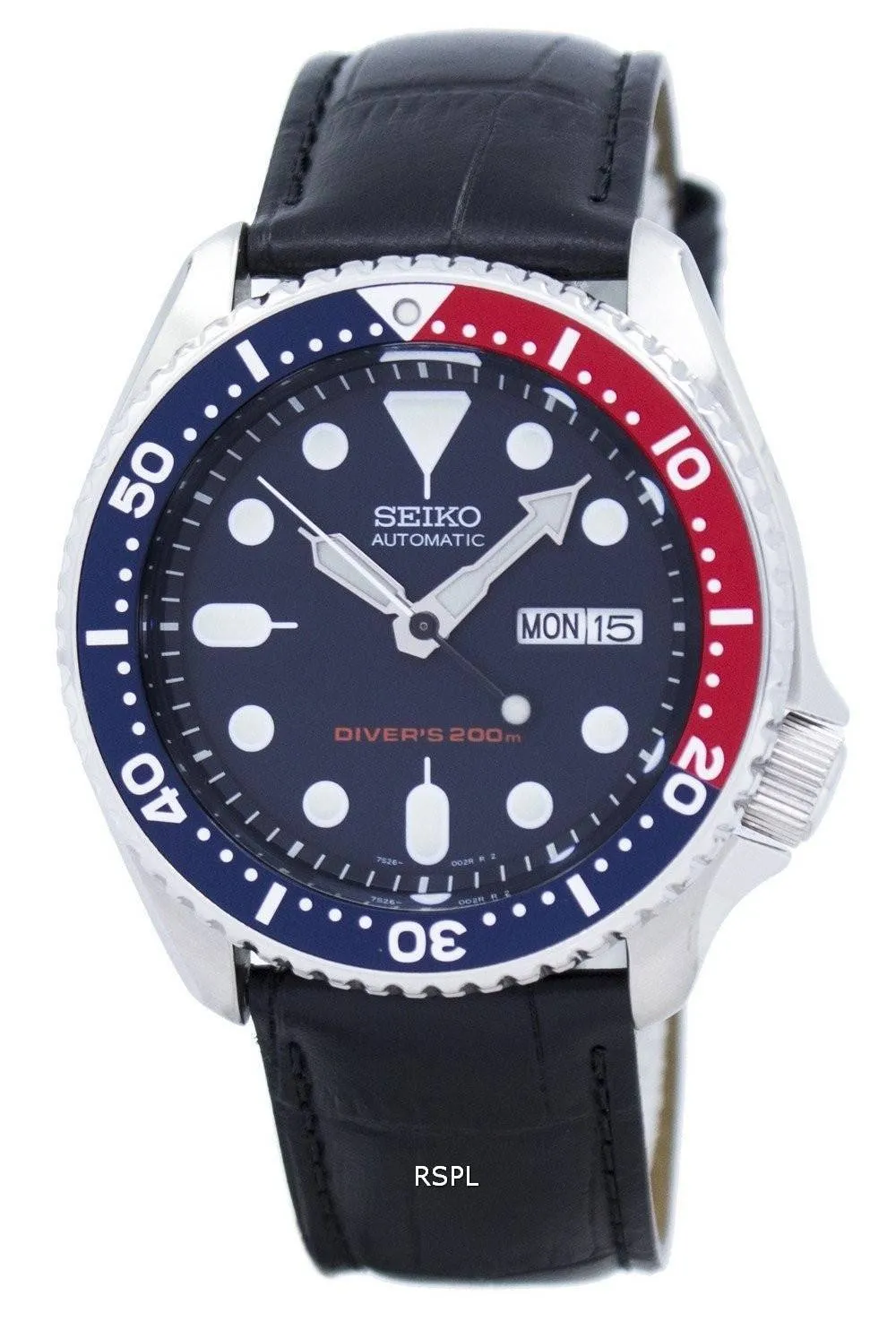 Montre 200M Ratio cuir noir SKX009K1-LS6 masculine automatique Seiko Diver