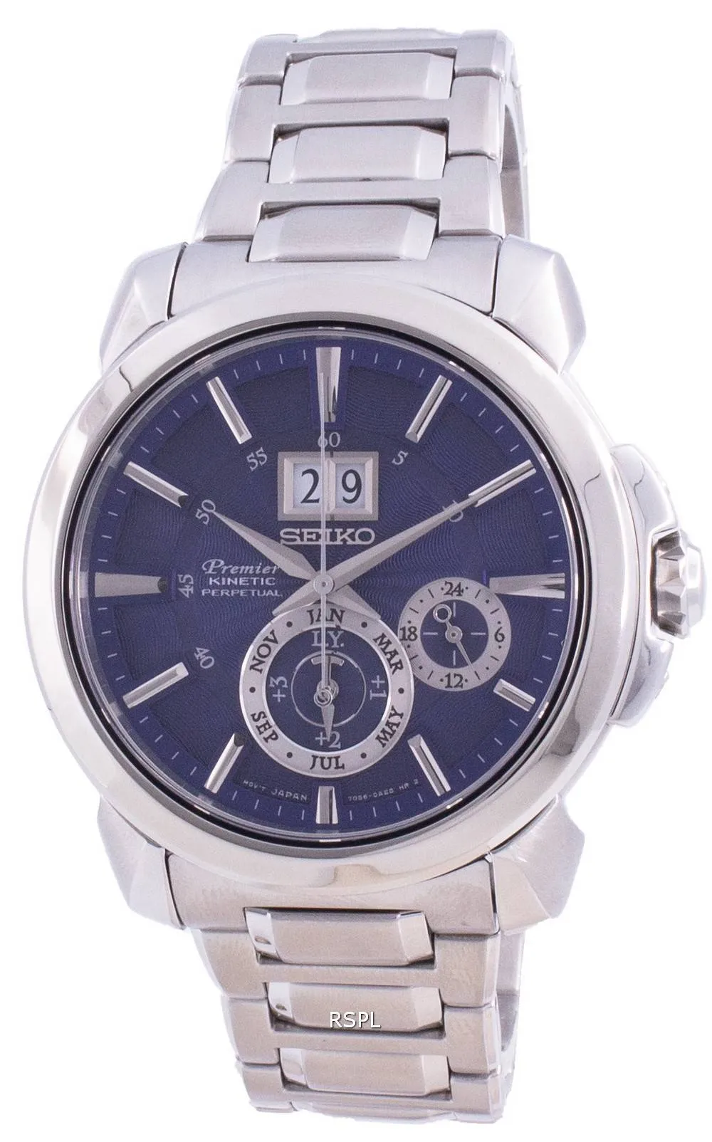 HORSMontre pour homme Seiko Premier Kinetic Perpetual SNP161 SNP161P1 SNP161P 100M