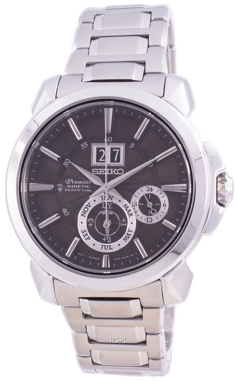 HORSMontre pour homme Seiko Premier Kinetic Perpetual SNP165 SNP165P1 SNP165P Quartz 100M