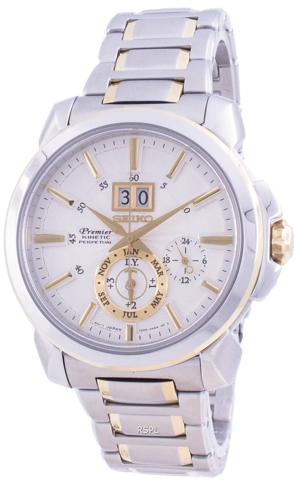 HORSMontre pour homme Seiko Premier Kinetic Perpetual SNP166 SNP166P1 SNP166P Quartz 100M