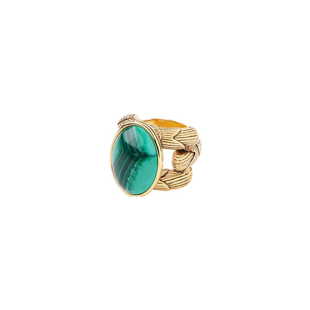 Achat Bague Aurélie Bidermann Tucuma en métal doré et malachite