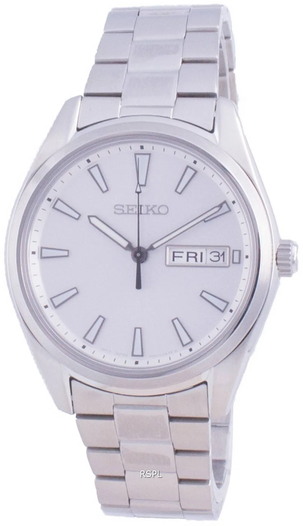 HORSMontre Homme Seiko Classic Cadran Blanc Quartz SUR339 SUR339P1 SUR339P 100M