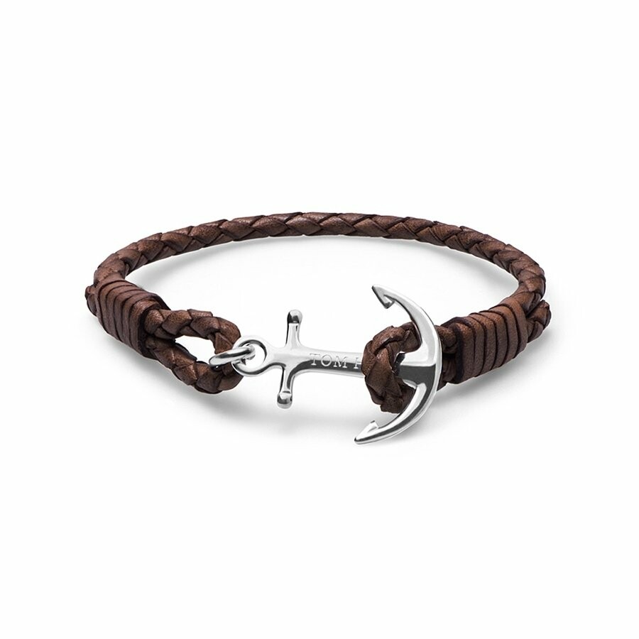 Achat Bracelet Tom Hope Havana Brown L marron en cuir et argent