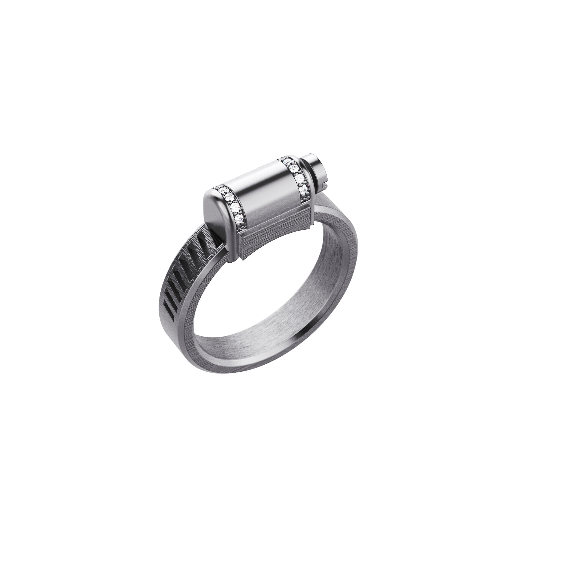 Love Affair Bague Unknow Brand Love Affair en argent DLC gris anthracite et diamants