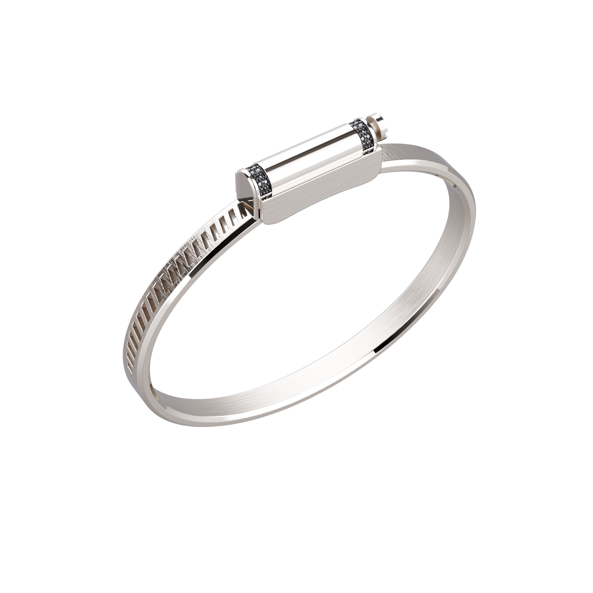 Love Affair Bracelet Unknow Brand Love Affair en argent et diamants noirs