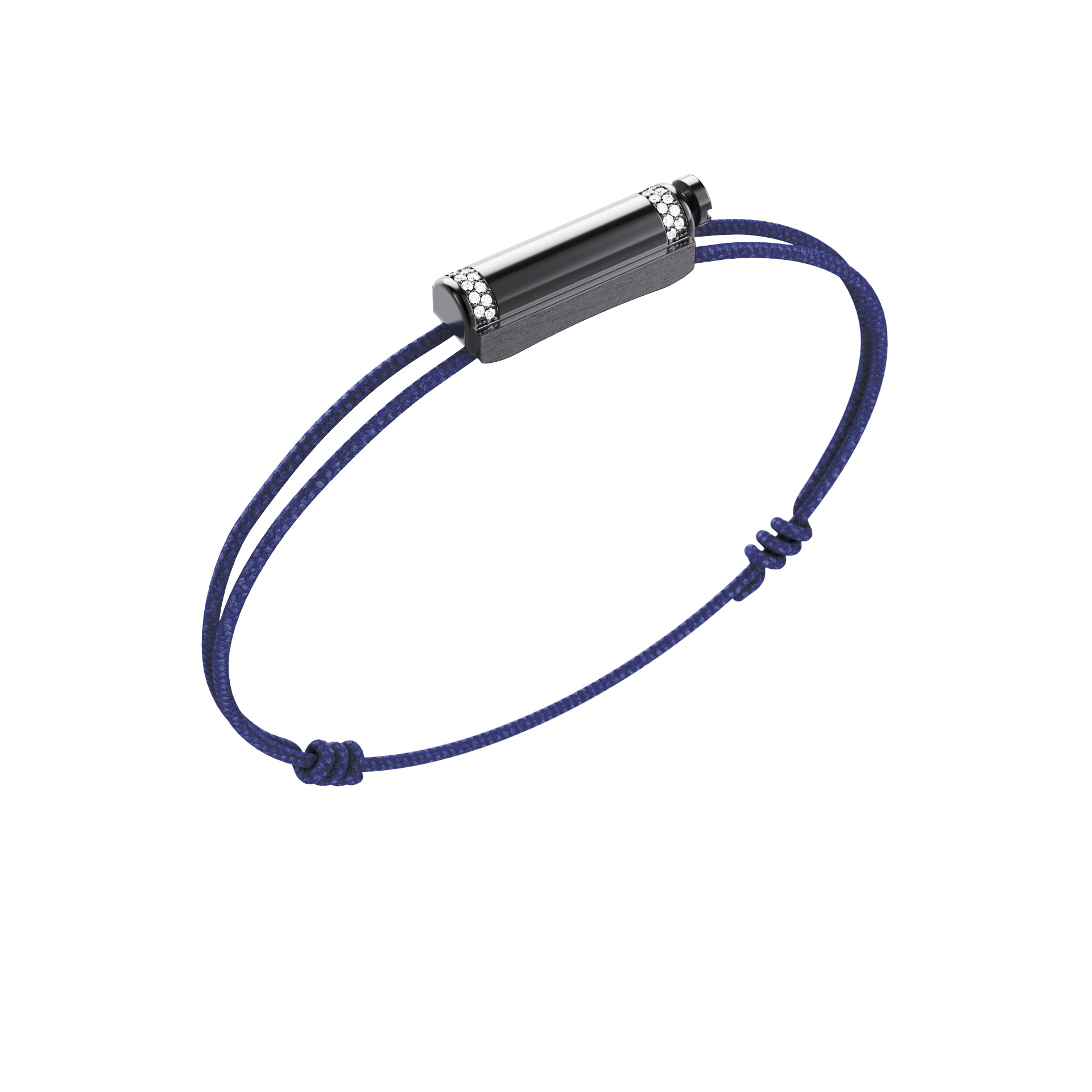 Love Affair Bracelet cordon Unknow Brand Love Affair en argent DLC noir et diamants