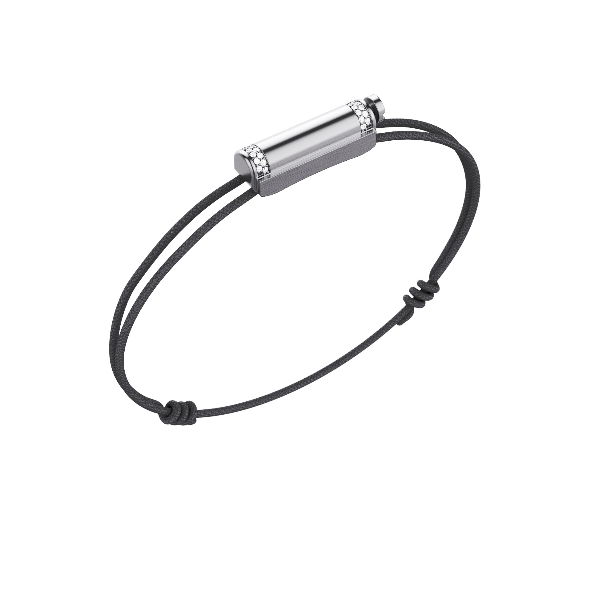 Love Affair Bracelet cordon Unknow Brand Love Affair en argent DLC gris anthracite et diamants