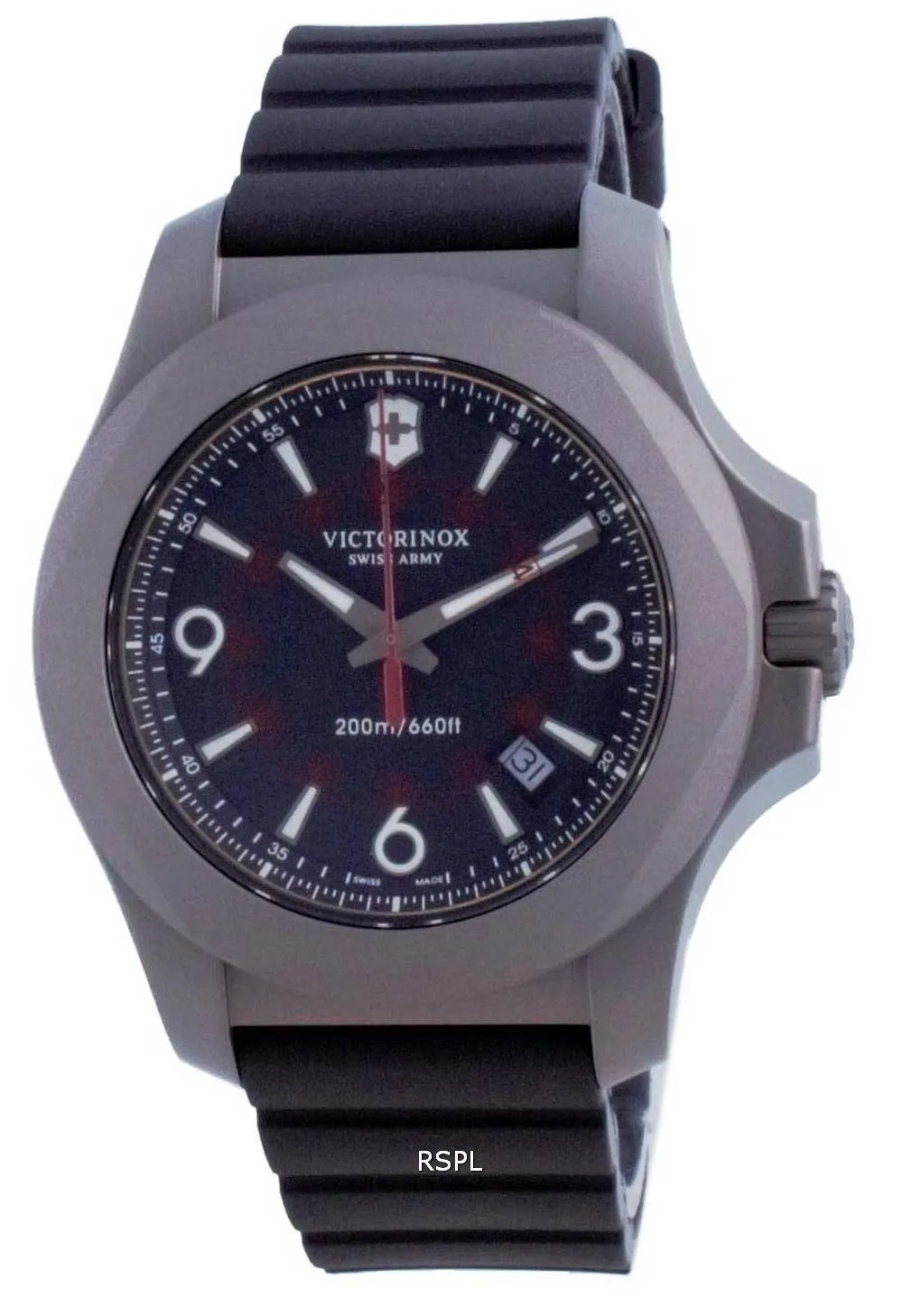 Victorinox INOX Cadran Noir Caoutchouc Quartz 241883 200M Montre Homme