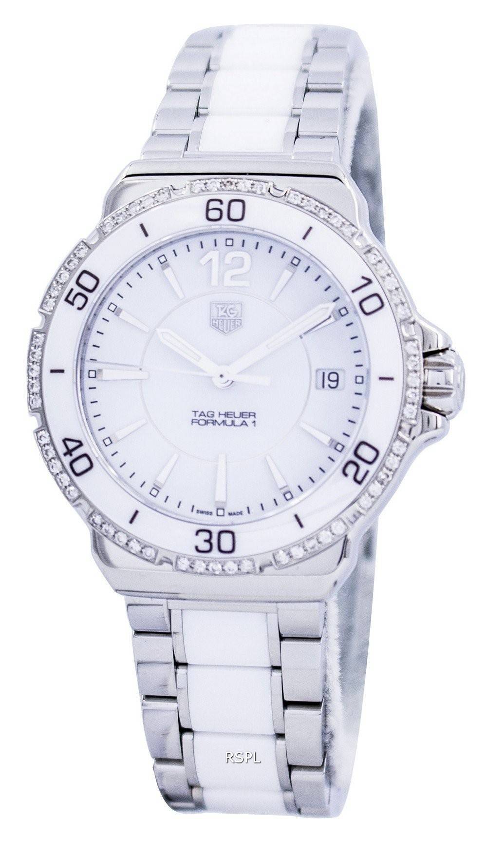 Tag Heuer Formula 1 en céramique blanc diamants Swiss Made WAH1213. BA0861 Women Watch