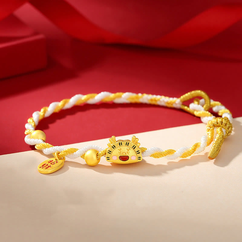 ❗❗❗Une vente flash - Bracelet tressé en argent sterling 925 avec motif boulettes de l'année du dragon de Buddha Stones Stones pour attirer la fortune