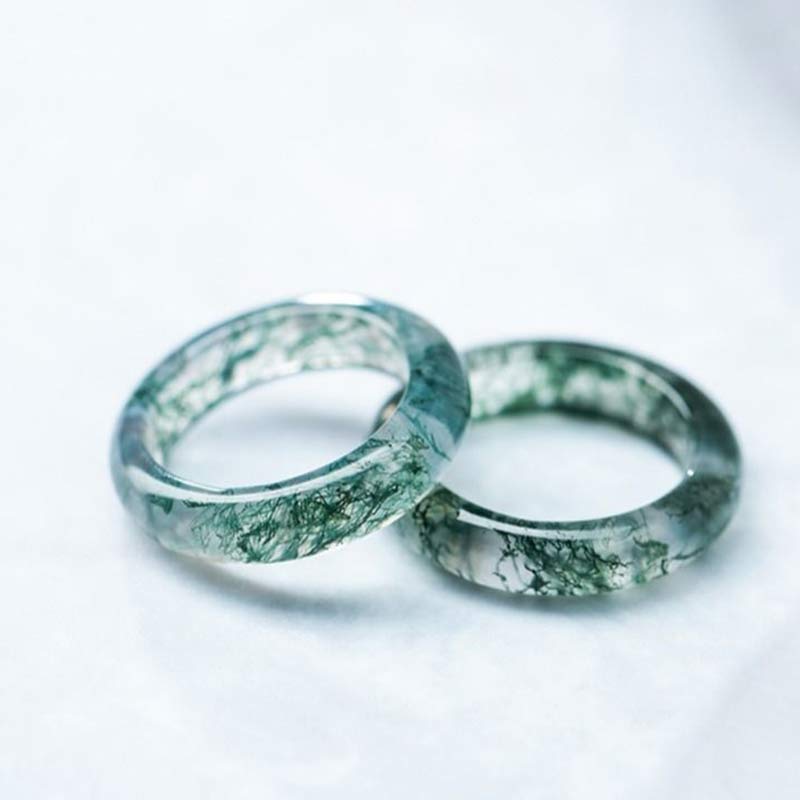 Bague d'équilibre et de guérison en agate mousse avec Buddha Stones