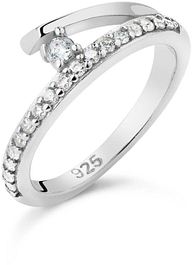 Glow Ring V-vorm Gerhodineerd CZ 925 114.0366