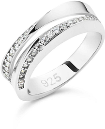 Glow Ring Dubbelband Gerhodineerd CZ 925 114.0371