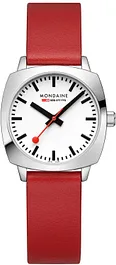 Mondaine MSL.31110.LCV Horloge - Leer - Rood - 31x36,5mm