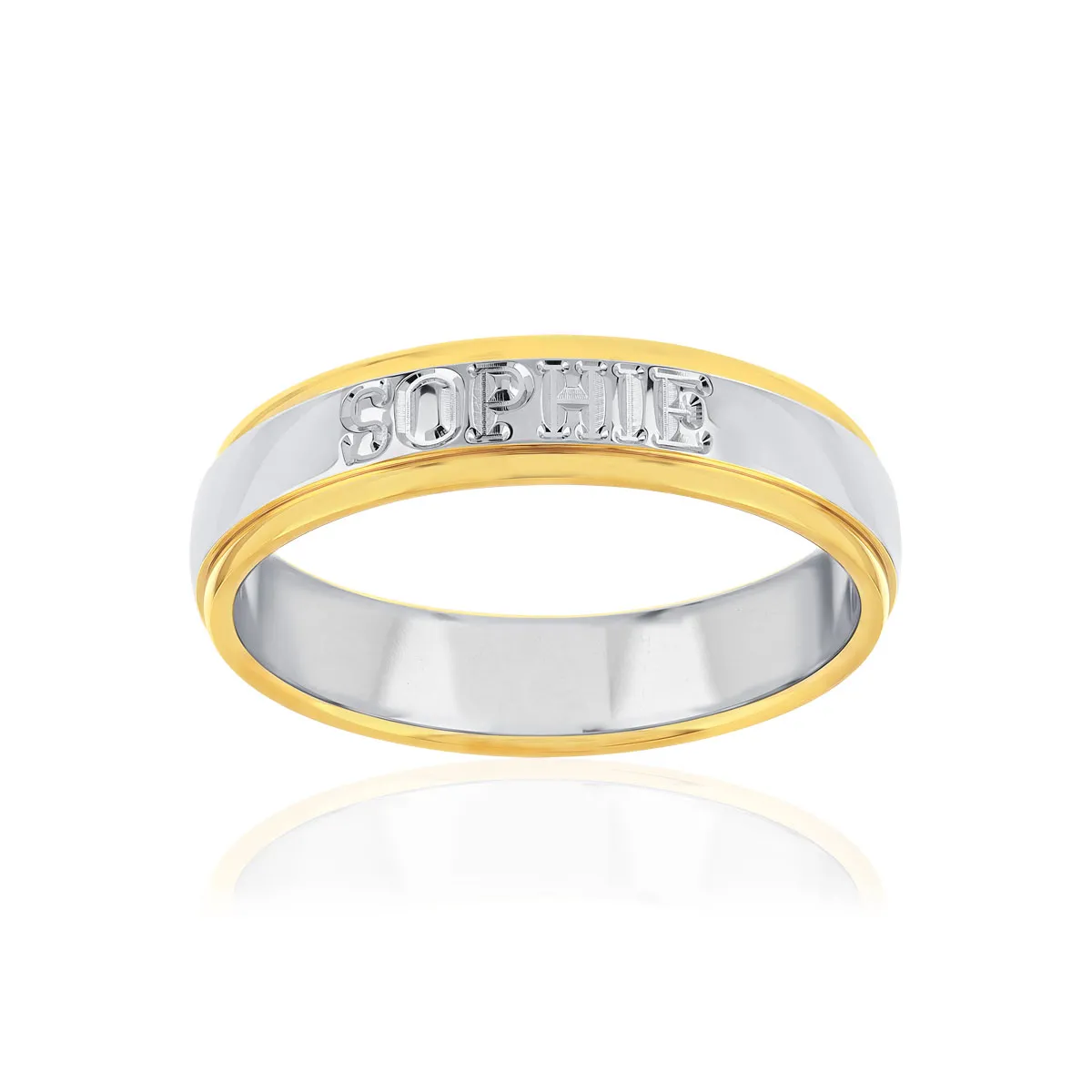 Alliance 2 ors 750 jaune et blanc prénoms