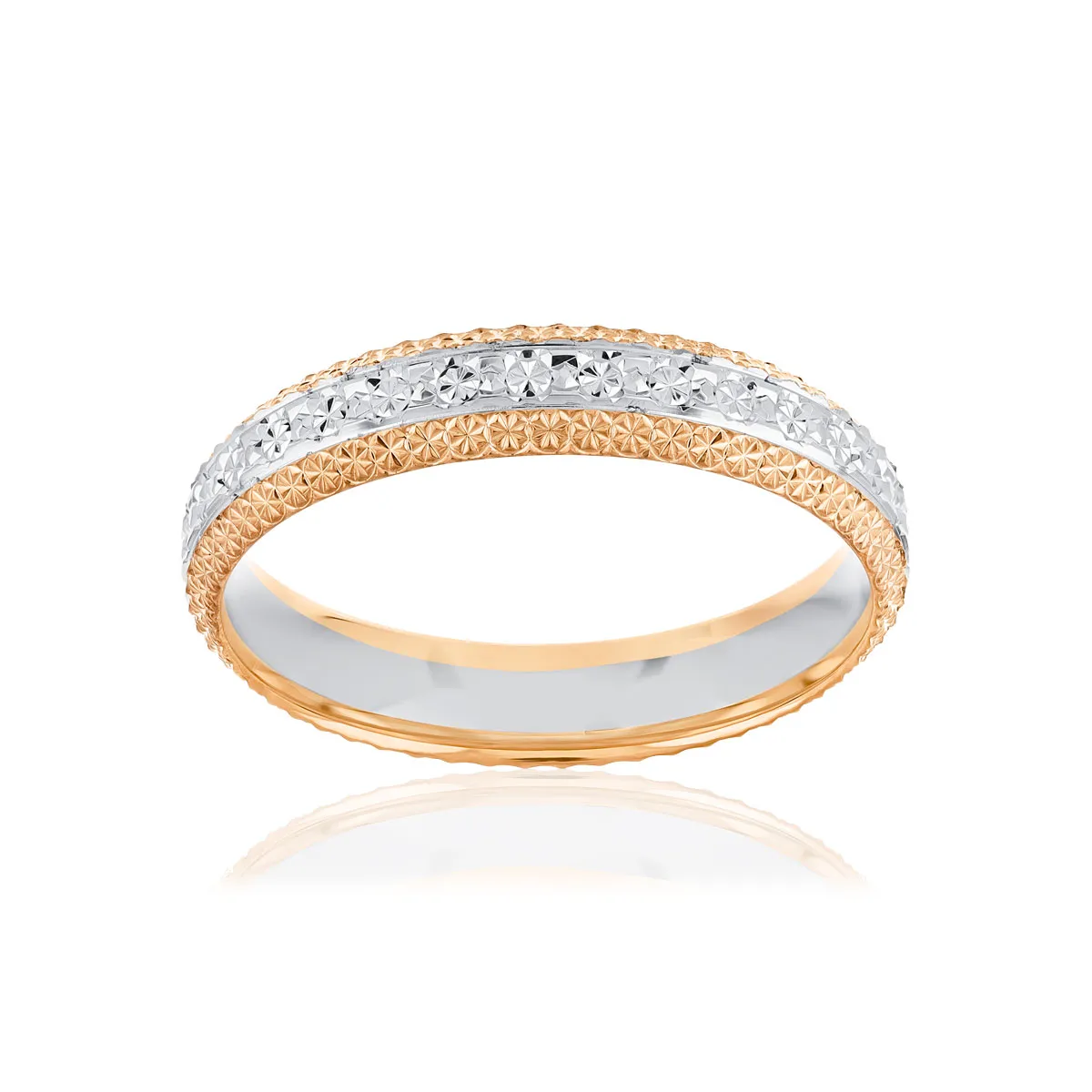 Alliance 2 ors 750 rose et blanc diamanté