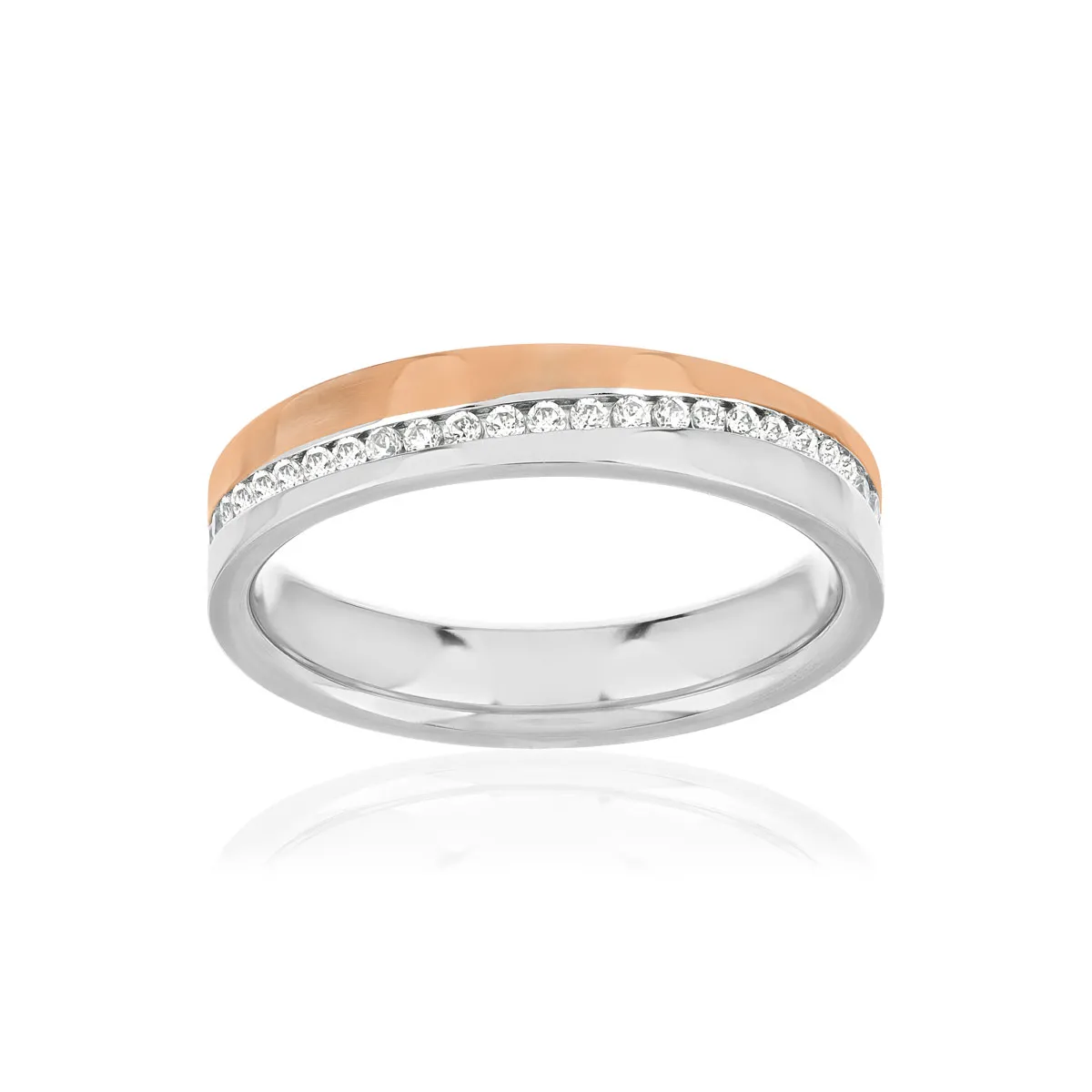 Alliance 2 ors 750 rose et blanc diamants