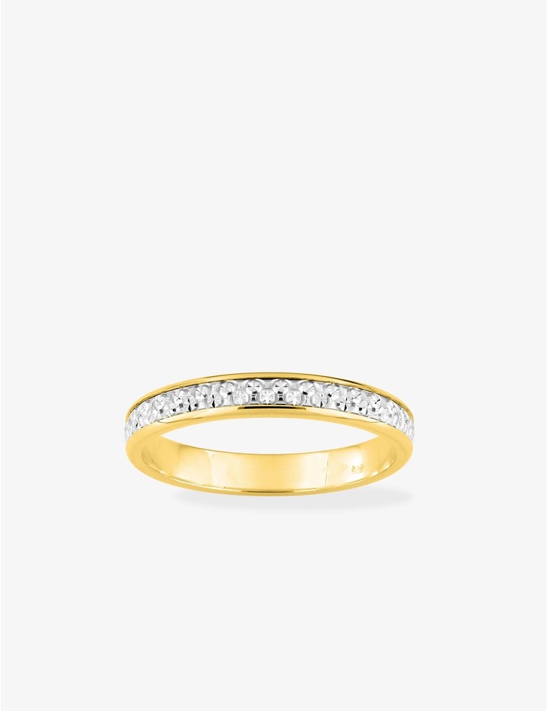 Alliance bicolore or jaune et blanc 375 ‰ 3 mm motif ciselé - Mariage