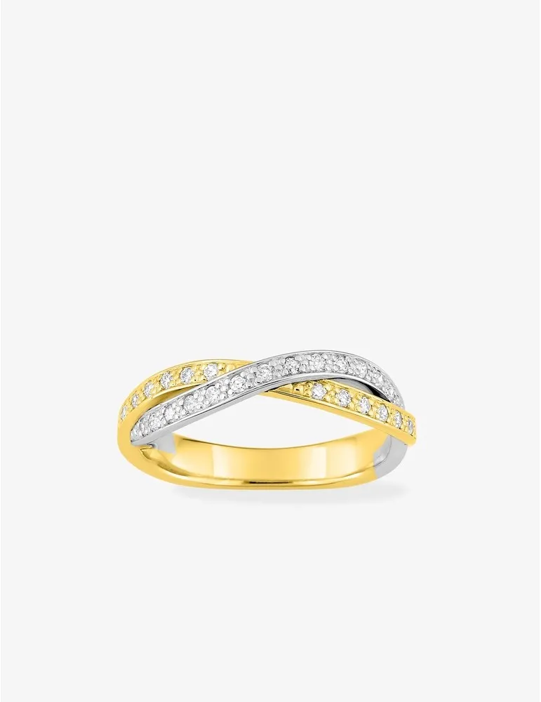 Alliance bicolore or jaune et blanc 375 ‰ avec 27 diamants 0,24 ct SO OR