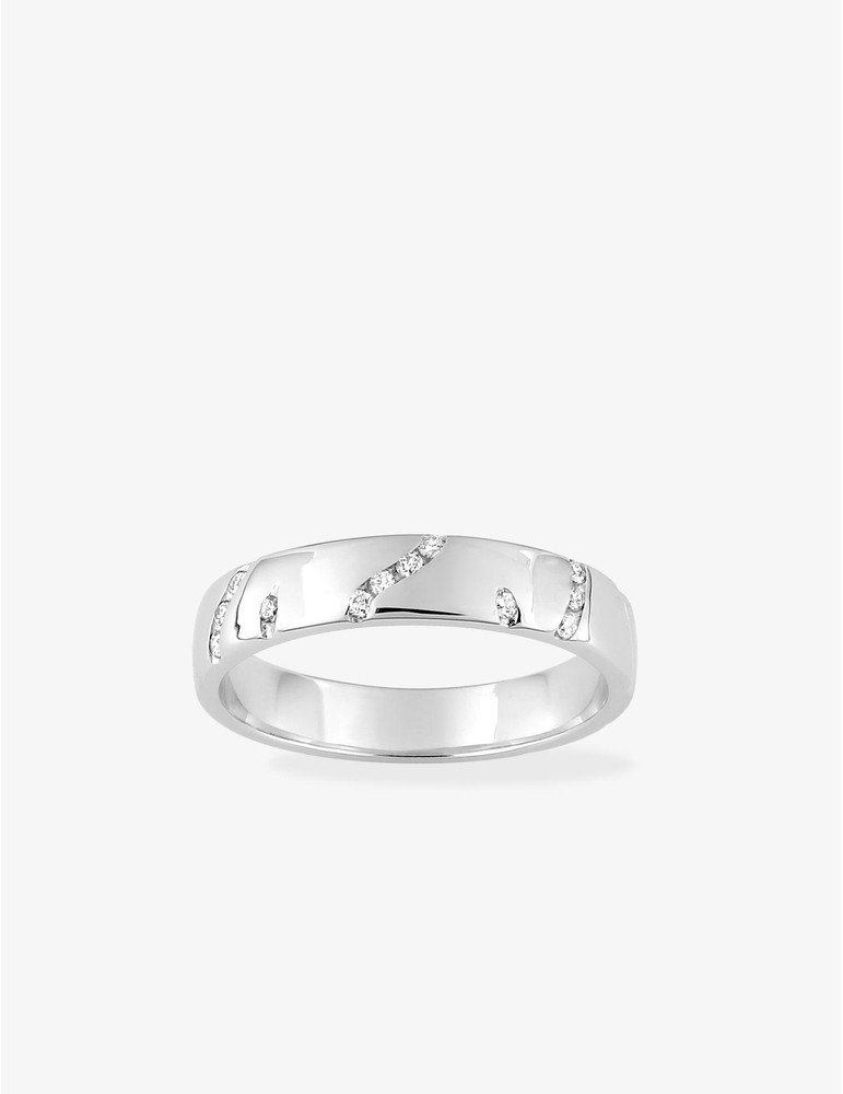 Alliance contemporaine or blanc 750 ‰ et 12 diamants naturels 0,10 ct SO OR