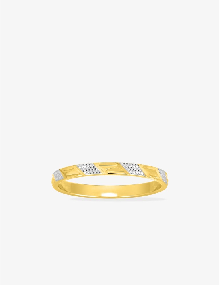 Alliance fantaisie 2 mm en or jaune 750 ‰, détails rhodium - Mariage