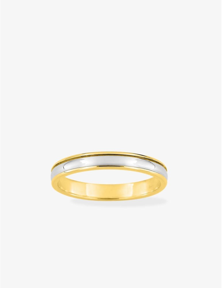 Alliance lisse bicolore or jaune et blanc 375 ‰ contemporaine - Mariage