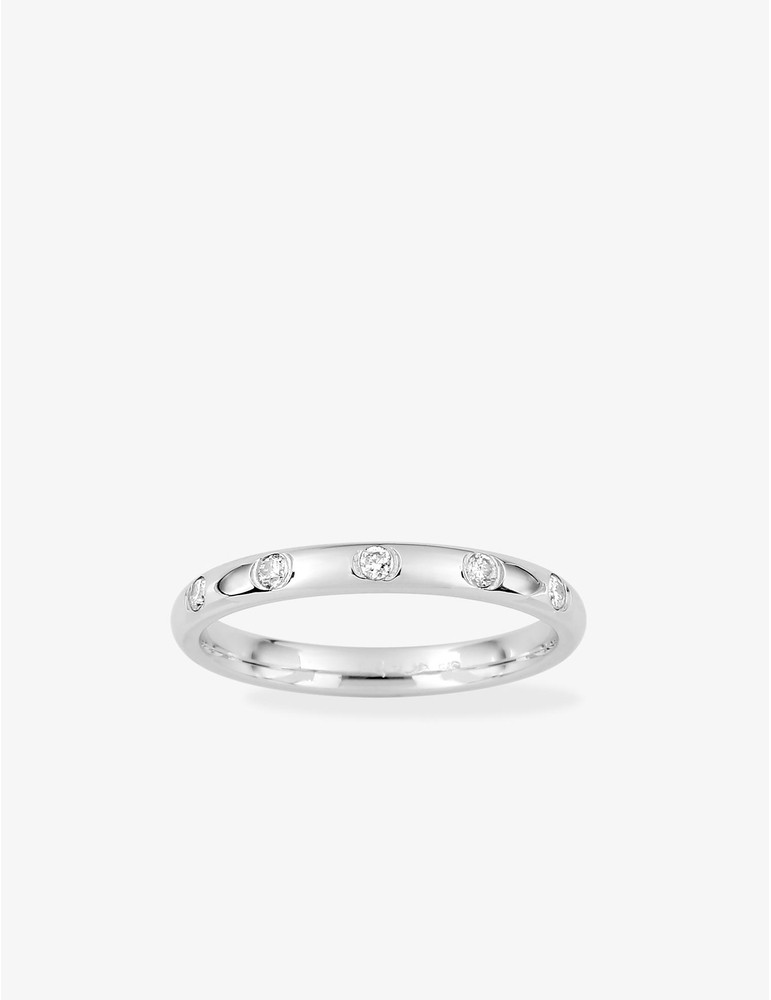 Alliance or 375 ‰ blanc avec 10 diamants 0,10 ct serti fantaisie SO OR