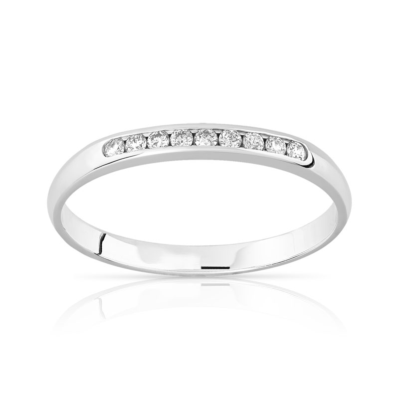 Alliance or 375 blanc diamants 2 mm